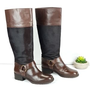 LUCKY BRAND DARK BROWN & CALF HAIR BOOTS